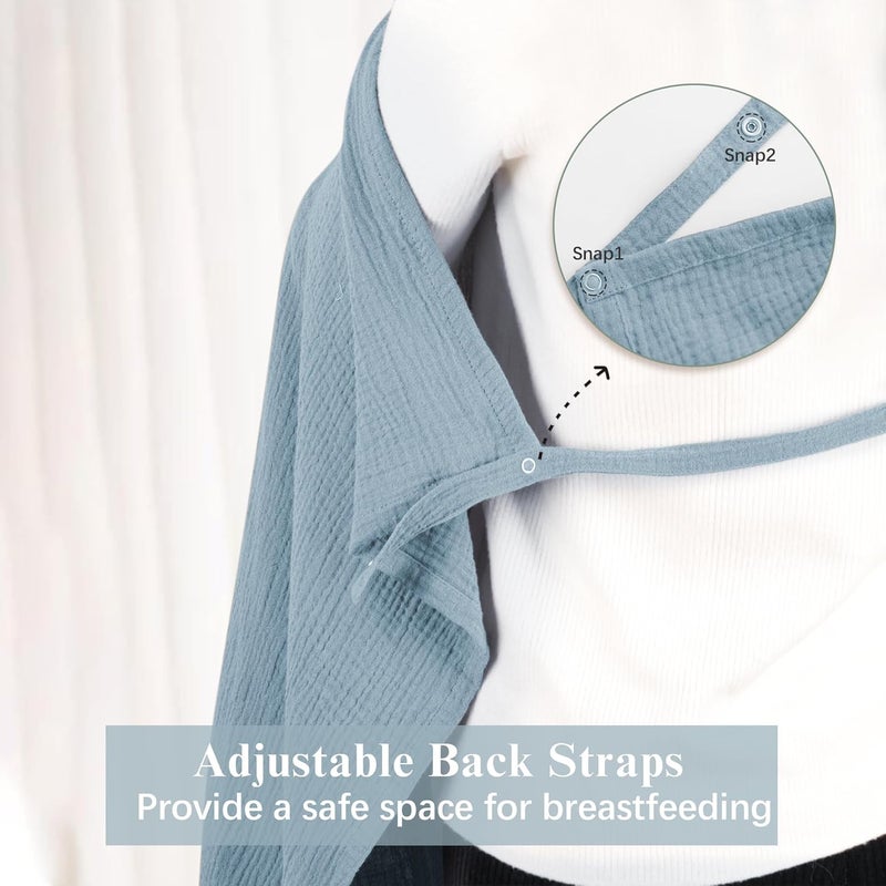 Coreeky 2 Pack Muslin Nursing Cover for Breastfeeding, Soft & Breathable 100% Cotton Breastfeeding Cover up - Image 4